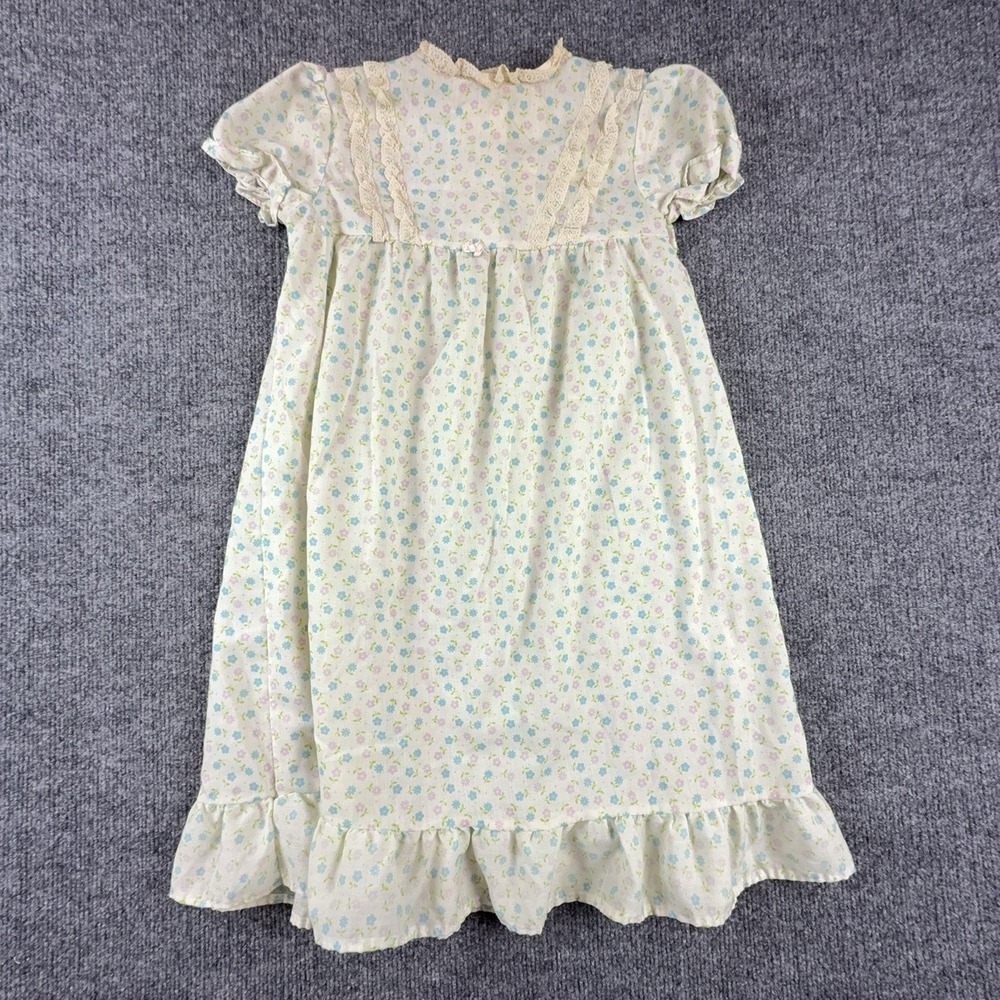 Hanna Andersson Gown Girls 7 White Floral Lace Ruffle Nightgown Sleepwear
